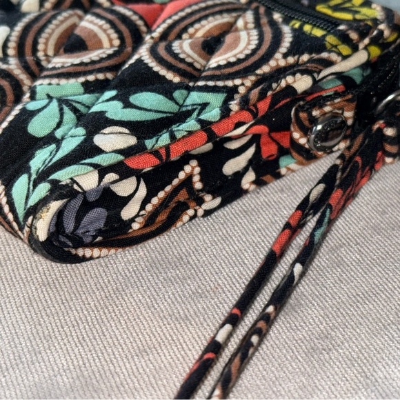 VERA BRADLEY Paisley Floral Embroidered Boho Black Wallet Wrist Strap Clutch - Picture 5 of 13